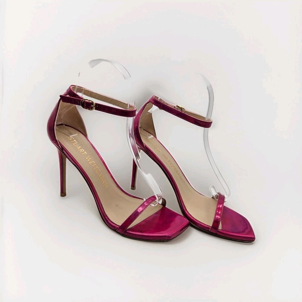 Stuart Weitzman Nudistcurve 100 Stilleto Heel in Pink Fushia Iridesent Women 9 - Picture 4 of 10